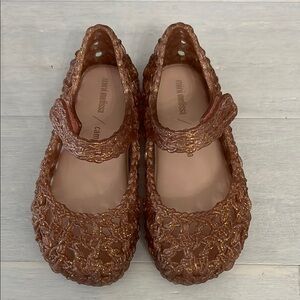 Mini Melissa Toddler Girl Kids Campana Rose Gold Dress Shoes Glitter Jellies 12
